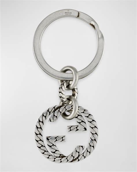 gucci interlocking g key ring|Gucci Sterling Silver Interlocked G Textured Key Ring Jewelry .